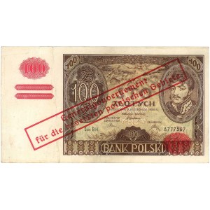 100 złotych 9.11.1934 (1939) z nadrukiem, papier z doda...