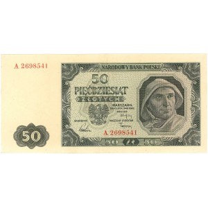 50 złotych 1.07.1948, seria A, numer siedmiocyfrowy, Mi...