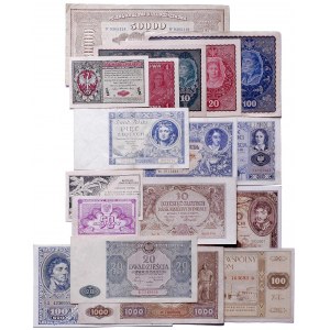 zestaw 15 banknotów z lat 1916-1946 , Miłczak 1, 23, 25...
