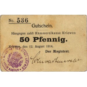 Krzywiń (Kriewen), 25 i 50 fenigów 12.08.1914, Keller 1...