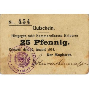 Krzywiń (Kriewen), 25 i 50 fenigów 12.08.1914, Keller 1...