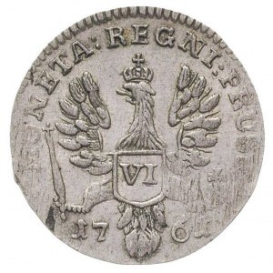 6 groszy 1761, Królewiec, Aw: Popiersie w prawo i napis...