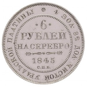 6 rubli 1845, Petersburg, Aw: Orzeł carski, Rw: Napis p...