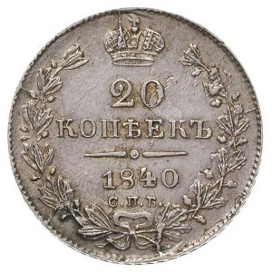 20 kopiejek 1840, Petersburg, Bitkin 323, patyna