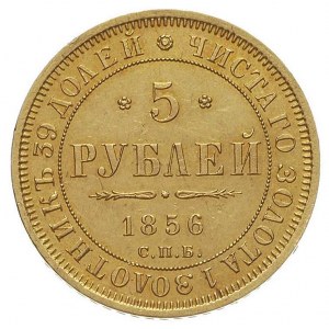 5 rubli 1856, Petersburg, Fr. 163, Bitkin 2, złoto 6.55...