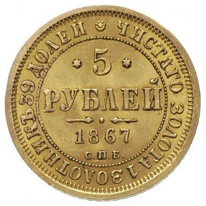 5 rubli 1867, Petersburg, Fr. 163, Bitkin 15, złoto 6.5...