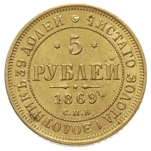 5 rubli 1869, Petersburg, Fr. 163, Bitkin 17, złoto 6.5...