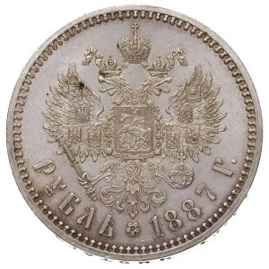 rubel 1887, Petersburg, duża głowa cara, Bitkin 61, ład...