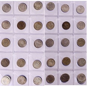 kolekcja 17 srebrnych monet 5 kopiejkowych od 1897 do 1...