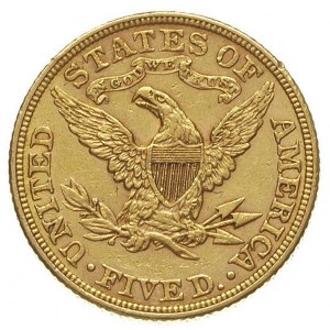 5 dolarów 1888, Filadelfia, Fr. 143, złoto 8.34 g, wybi...