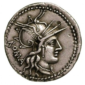 M. Tullius 120 pne, denar, Aw: Głowa Romy, z tyłu napis...