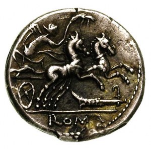 M. Cipius M.f. 115 -114 pne, denar, Aw: Roma w hełmie, ...