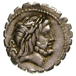 Q. Antonius Balbus 83 pne, denar, Aw: Głowa Jupitera w ...