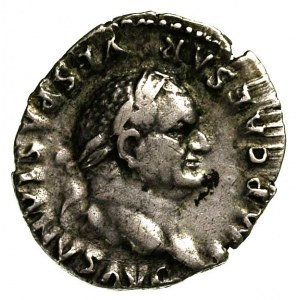 Wespazjan 69-79, denar, Aw: Głowa cesarza w wieńcu laur...
