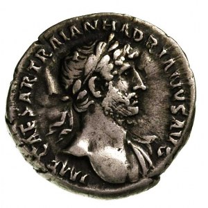 Hadrian 117-138, denar, Aw: Głowa cesarza w prawo, Rw: ...