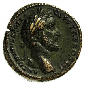 Antoninus Pius 138-161, sestercja, Aw: Głowa cesarza w ...