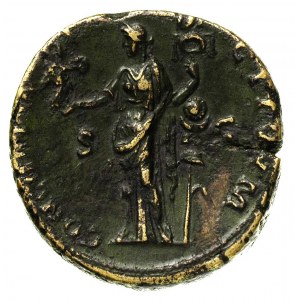 Antoninus Pius 138-161, sestercja, Aw: Głowa cesarza w ...