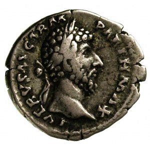 Luciusz Verus 161-169, denar, Aw: Popiersie cesarza w p...