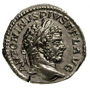 Karakalla 198-217, denar, Aw: Głowa cesarza w prawo, Rw...