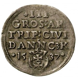 trojak 1537, Gdańsk, T. 2, lekko niedobite napisy