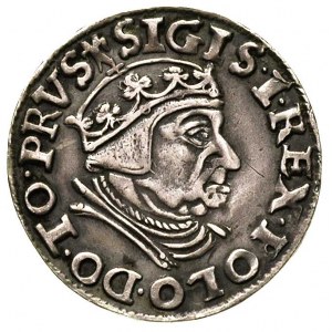 trojak 1538, Gdańsk, na awersie końcówka napisu PRVS, c...