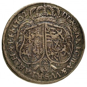 2/3 talara (gulden) 1702, Drezno, Dav. 819, na awersie ...