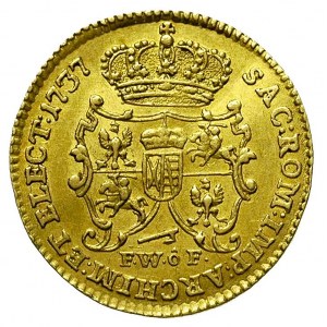 dukat 1737, Drezno, H-Cz. 8870, Fr. 2843, złoto 3.45 g,...