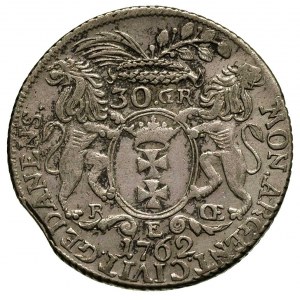 złotówka (30 groszy) 1762, Gdańsk, mennicza wada krążka