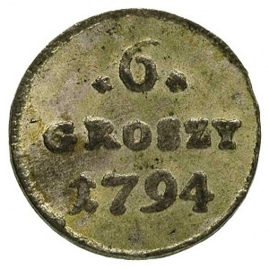 6 groszy 1794, Warszawa, Plage 207, złocista patyna