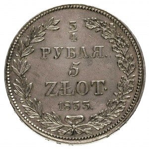 3/4 rubla = 5 złotych 1833, Petersburg, Plage 343, Bitk...