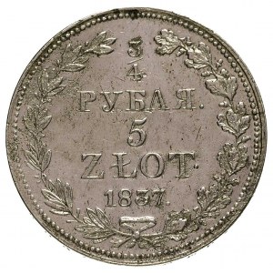 3/4 rubla = 5 złotych 1837, Warszawa, ogon orła wąski, ...