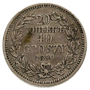 20 kopiejek = 40 groszy 1850, Warszawa, Plage 396, Bitk...