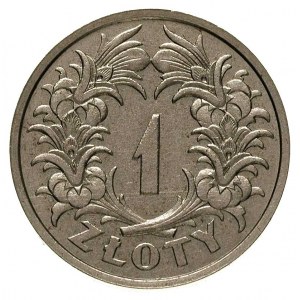 1 złoty 1929, Nominał w wieńcu, bez napisu PRÓBA, Parch...