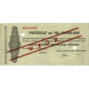 przekaz na 50.000.000 marek polskich 20.11.1923, WZÓR, ...