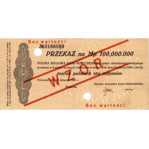 przekaz na 100.000.000 marek polskich 20.11.1923, WZÓR,...