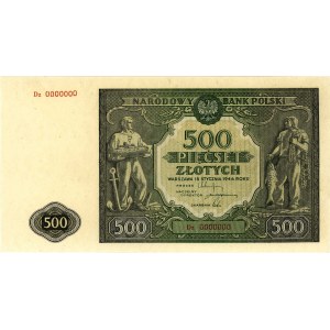 500 złotych 15.01.1946, seria Dz 0000000, Miłczak 121b,...