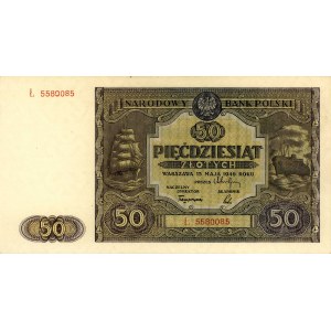 50 złotych 15.05.1946, seria Ł, Miłczak 128b