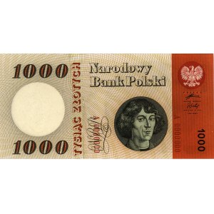 1000 złotych 24.05.1962, seria A 0000000, z naklejonym ...