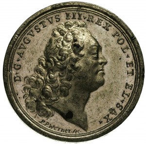August III - medal koronacyjny, 1733 r., Aw: Popiersie ...
