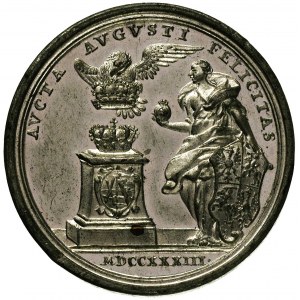 August III - medal koronacyjny, 1733 r., Aw: Popiersie ...