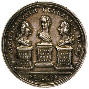 August III - pokój drezdeński, 1745, medal autorstwa Ve...