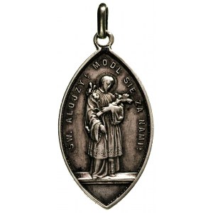 medalik religijny z uszkiem, Aw: Stojąca Matka Boska, w...
