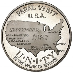medal z wizyty Jana Pawła II w USA w 1987 roku, Aw: Pap...