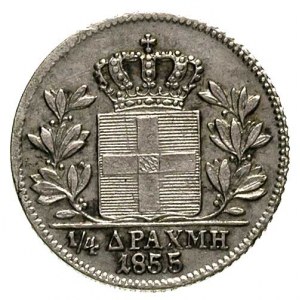 Otto 1831-1863, 1/4 drachmy 1855, K.M. 33, bardzo rzadk...