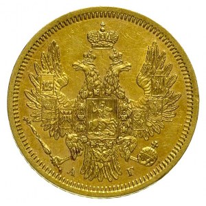 5 rubli 1853, Petersburg, złoto 6.53 g, Bitkin 36, Fr. ...