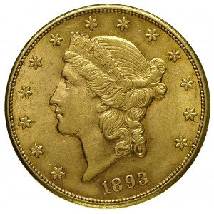 20 dolarów 1893 / CC, Carson City, Fr. 179, złoto 33.43...