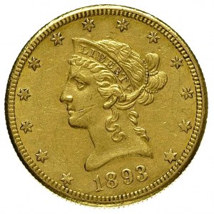 10 dolarów 1893 / O, Nowy Orlean, Fr. 159, złoto 16.69 ...