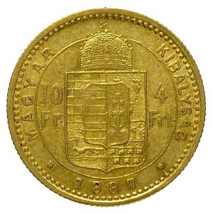 10 franków = 4 forinty 1887 K - B, Krzemnica, Fr. 247, ...