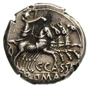 C. Cassius Longinus 126 pne, denar, Rzym, Aw: Głowa Rom...