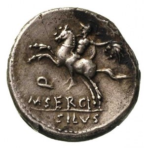 M. Sergius Silus 116/115 pne, denar, Rzym, Aw: Głowa Ro...